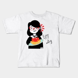 girl eating spaghetti Kids T-Shirt